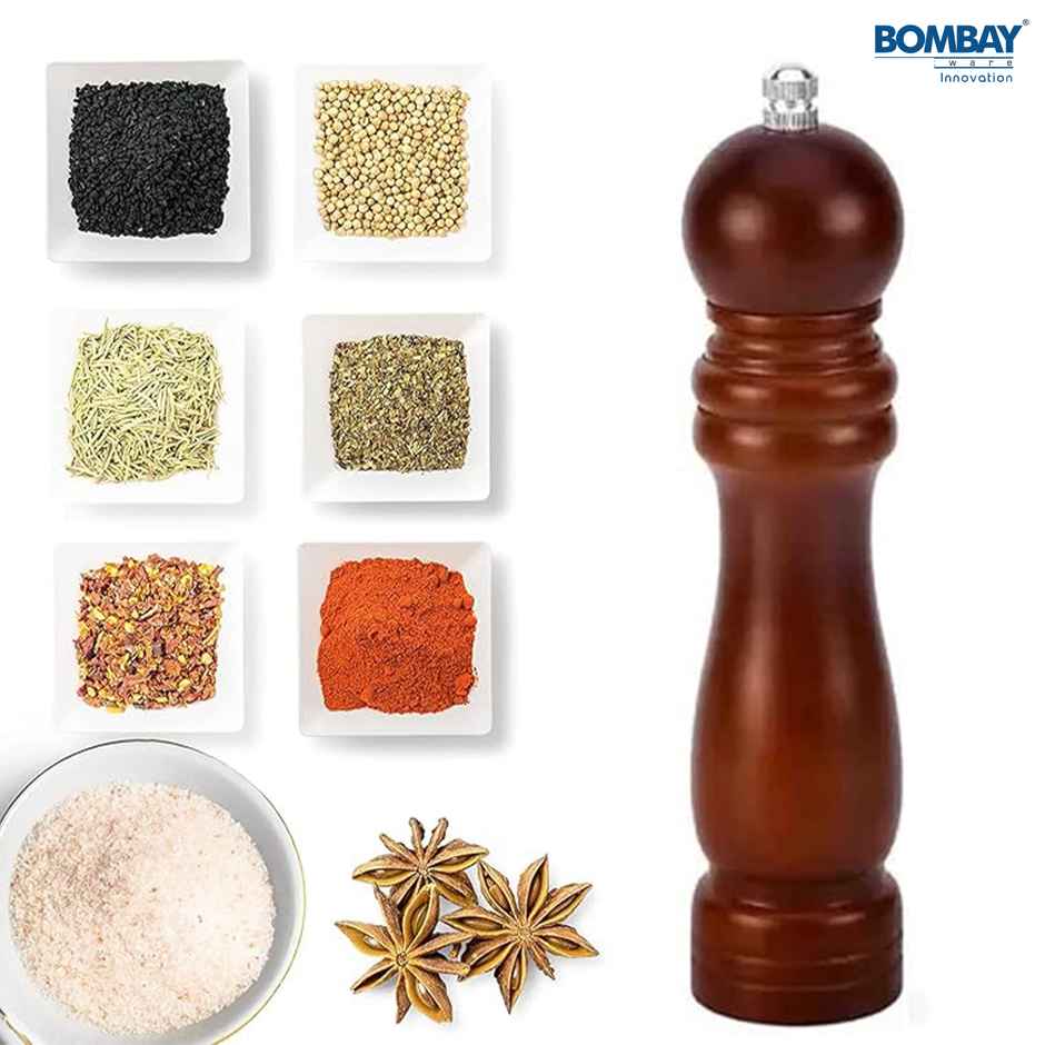 Traditional Wooden Salt & Pepper Shakers with Adjustable Coarseness Refillable | 6 inch BROWN