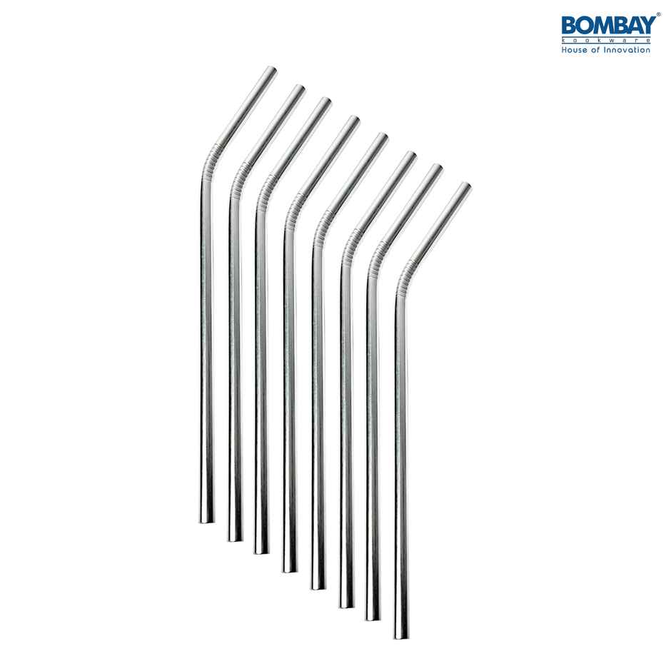 Reusable Stainless Steel Straws for Drinking Water, Juice, Wine, etc. - Pack of 8