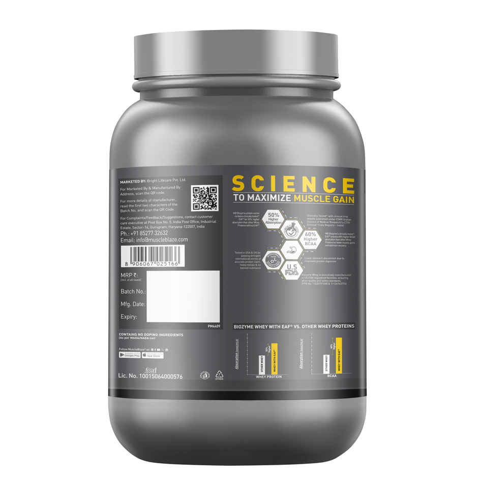 MuscleBlaze Biozyme Iso Zero Low Carb Whey Protein Isolate Ice Cream Chocolate