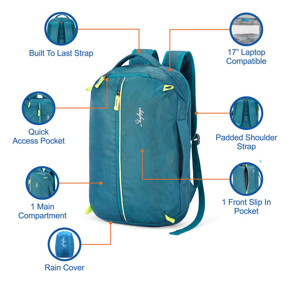 Skybags Unisex Solid Polyester 20 L Laptop Backpack | Blue - 15.6 Inches