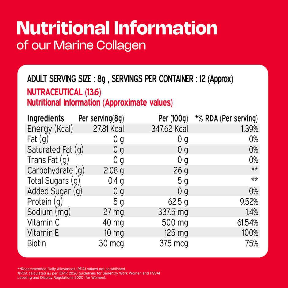 Nutriburst Pure Japanese Marine Collagen Peptides Supplement - Skin|Hair|Nails|Joints|Strawberry