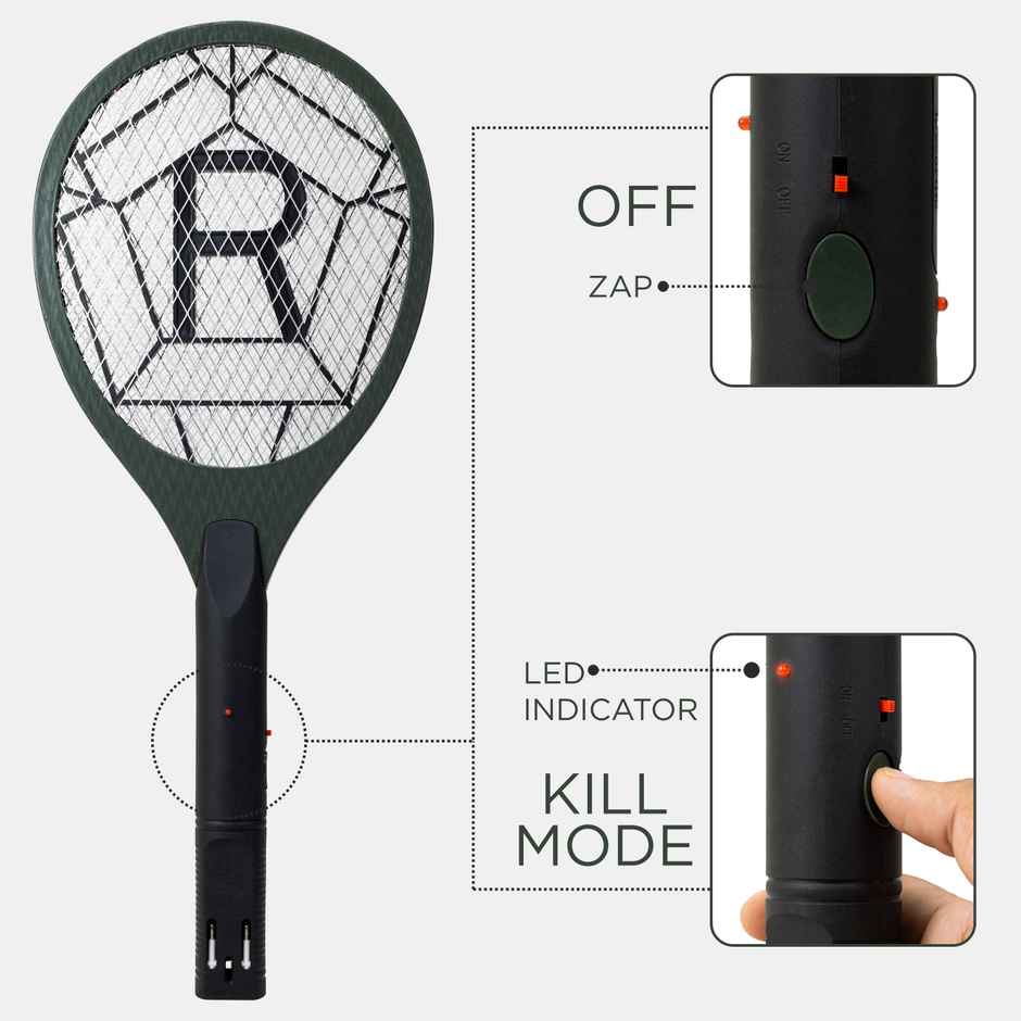 Killato Weird Wolf Heavy Duty Rechargeable Electric Mosquito Racket Bat | Dark Green