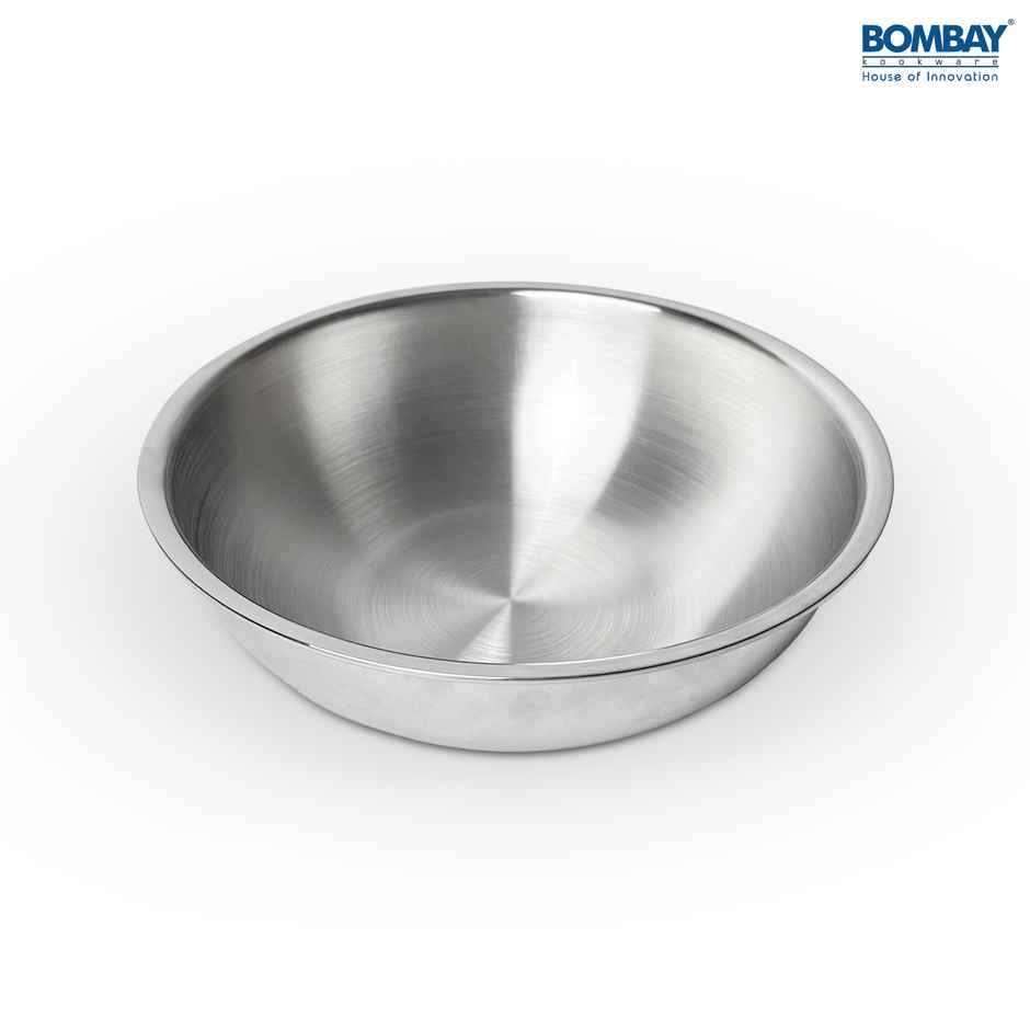 Stainless Steel Tasra, Triply Kadai Without Handle 24 cm | 2 Litre
