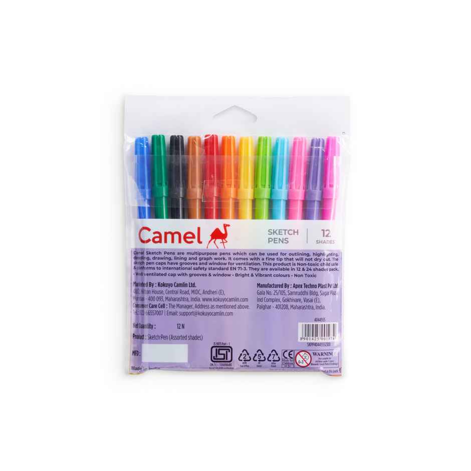 Camel Sketch Pens | 12 Shades | Smooth Coloring