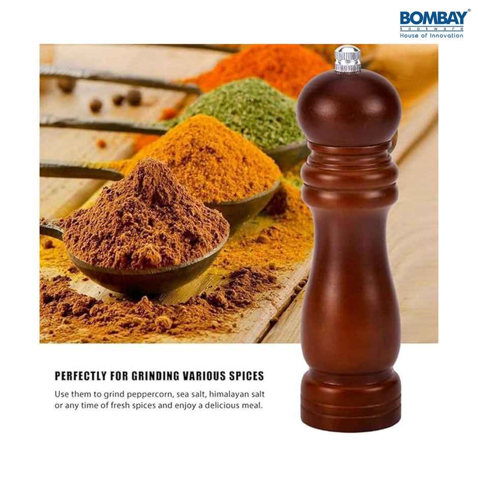 Traditional Wooden Salt & Pepper Shakers with Adjustable Coarseness Refillable | 6 inch BROWN
