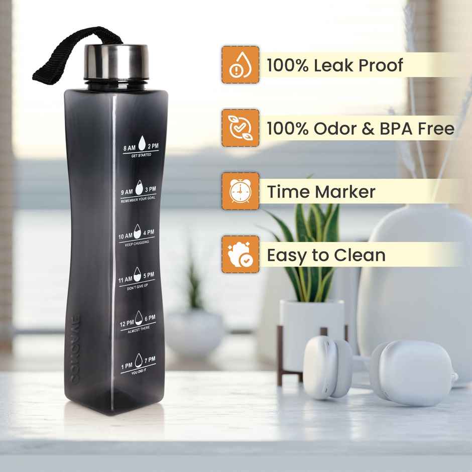2Mech Plastic Water Bottle | Time Marker Motivational Bottle | 800 ml | Assorted