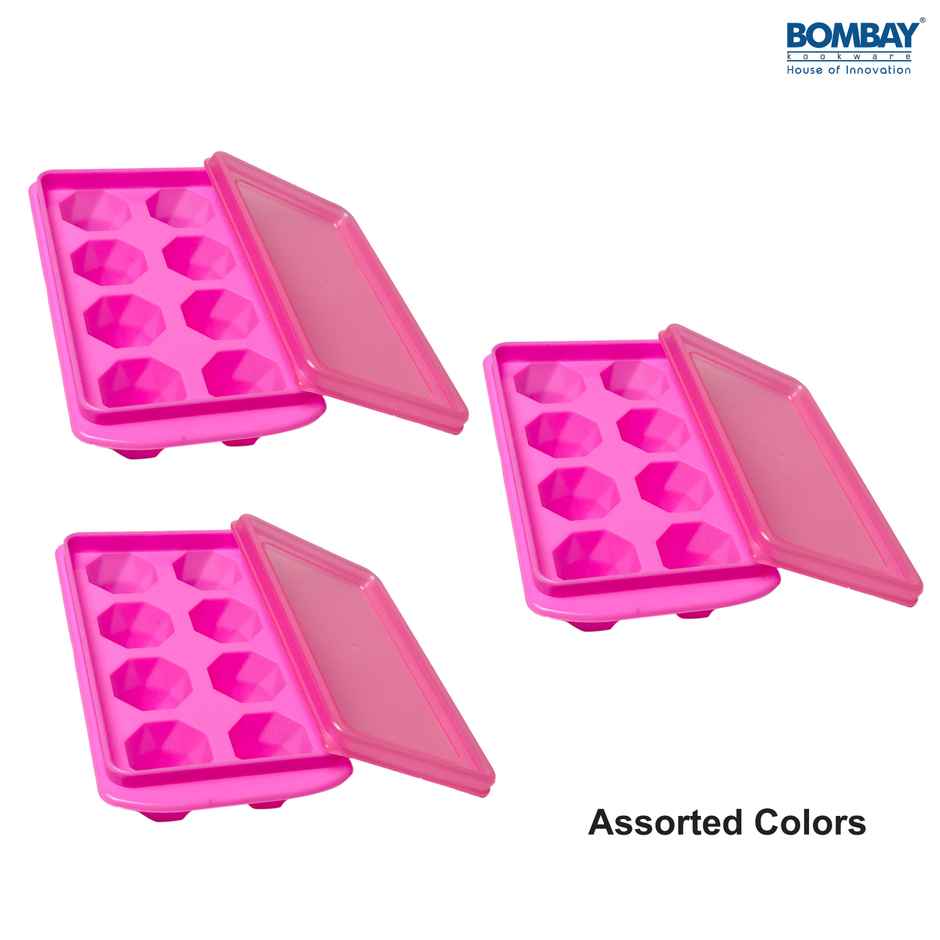 Bombay Kookware Ice Cube tray with Removable lid Plastic | Assorted