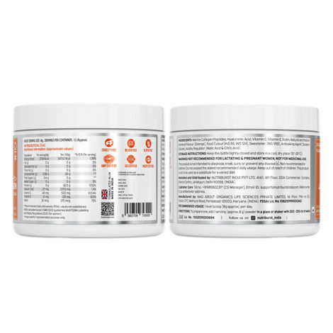 Nutriburst Pure Japanese Marine Collagen Peptides Supplement - Skin | Hair | Nails | Joints | Orange