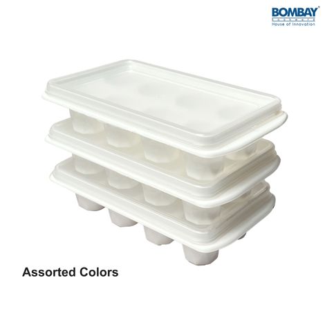 Bombay Kookware Ice Cube tray with Removable lid Plastic | Assorted