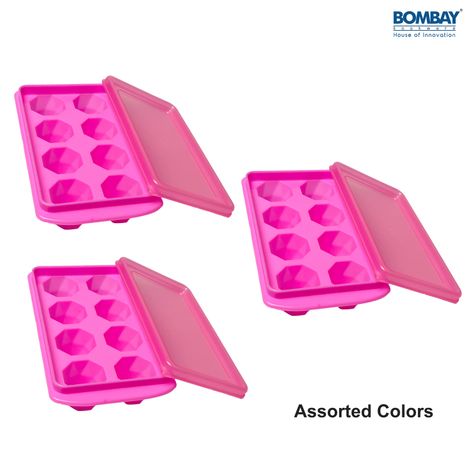 Bombay Kookware Ice Cube tray with Removable lid Plastic | Assorted