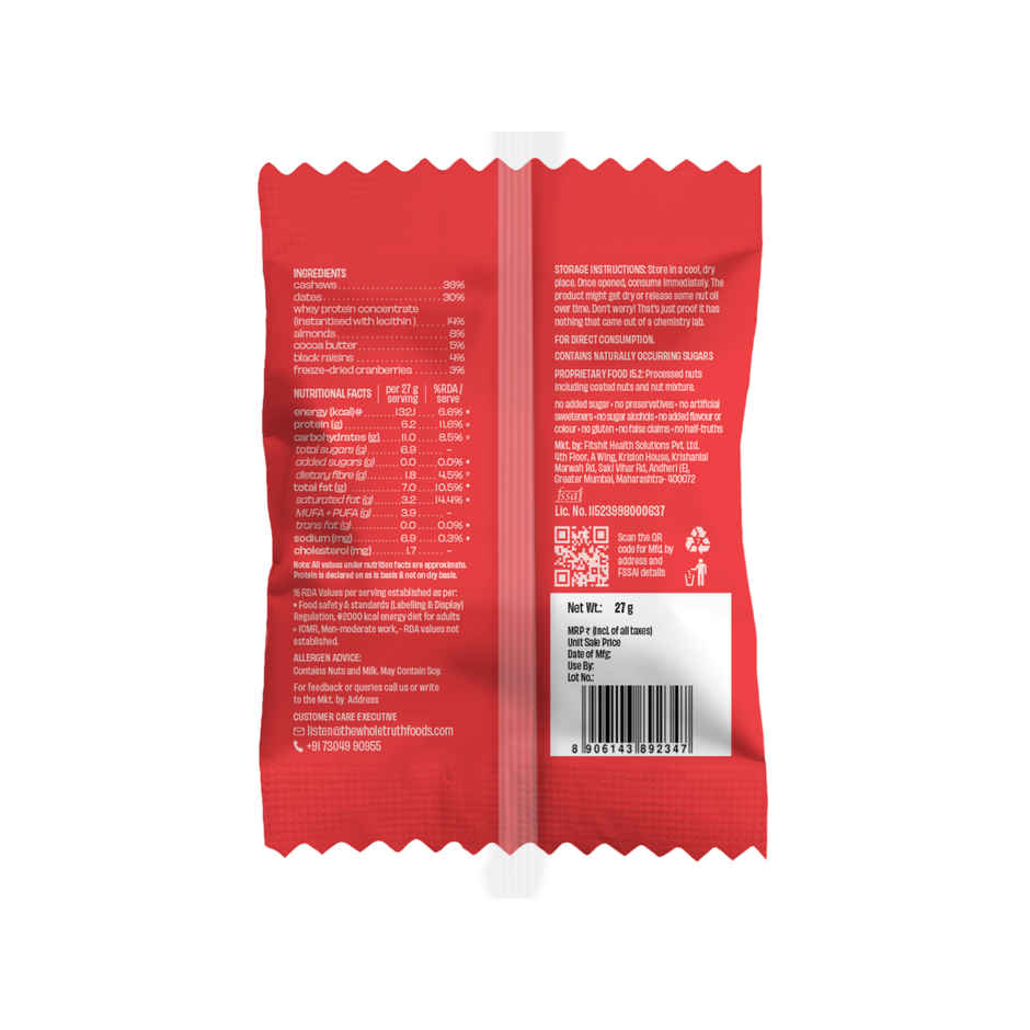 The Whole Truth Cranberry Raisin Mini Protein Bar Combo