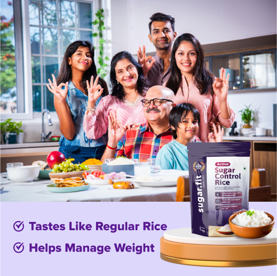 Sugar.fit Sugar Control Rice, Low GI Telangana Sona Masoori Rice for Diabetic Care