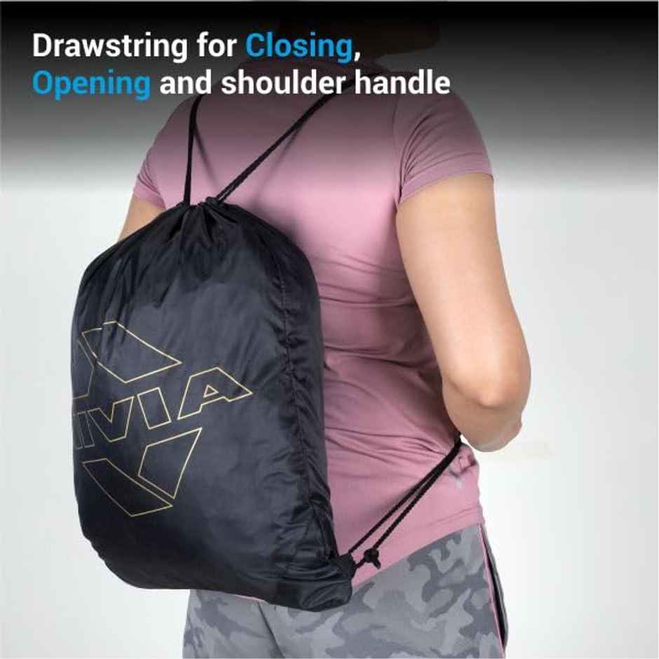 Nivia String 20 Drawstring Backpack | Black & Grey | 5 L