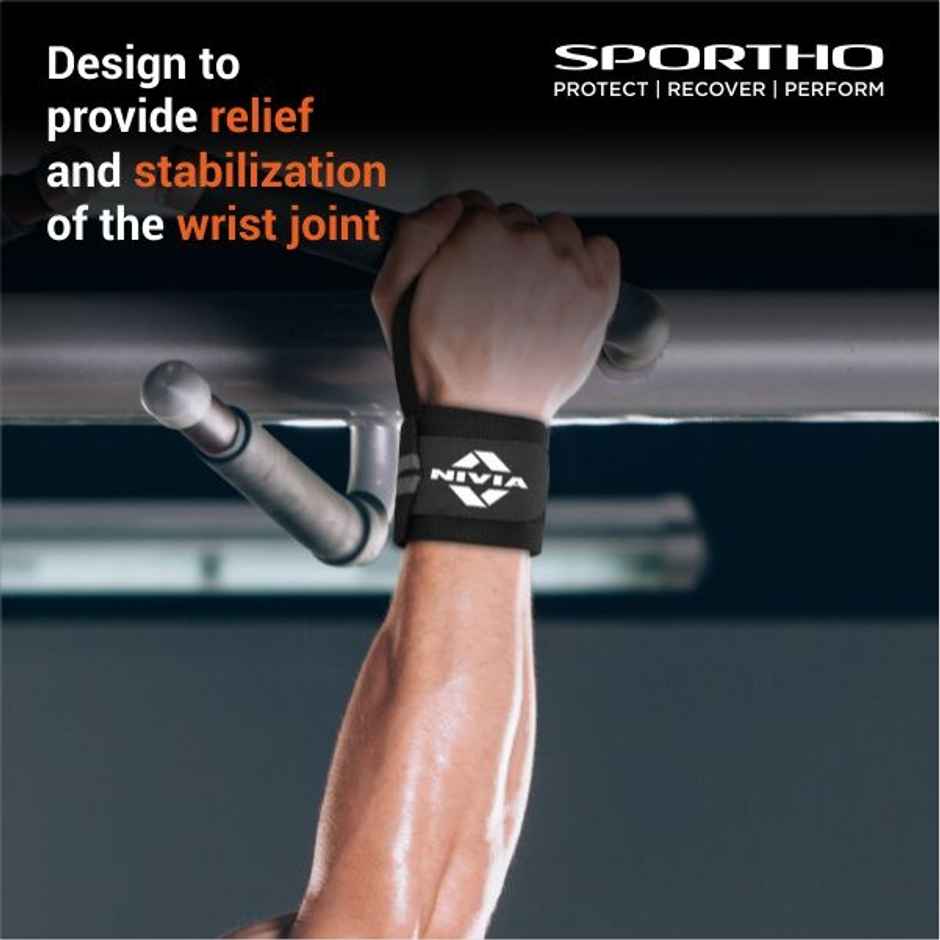 Nivia Strap Weight Lifting Wrist Support | Black - Grey