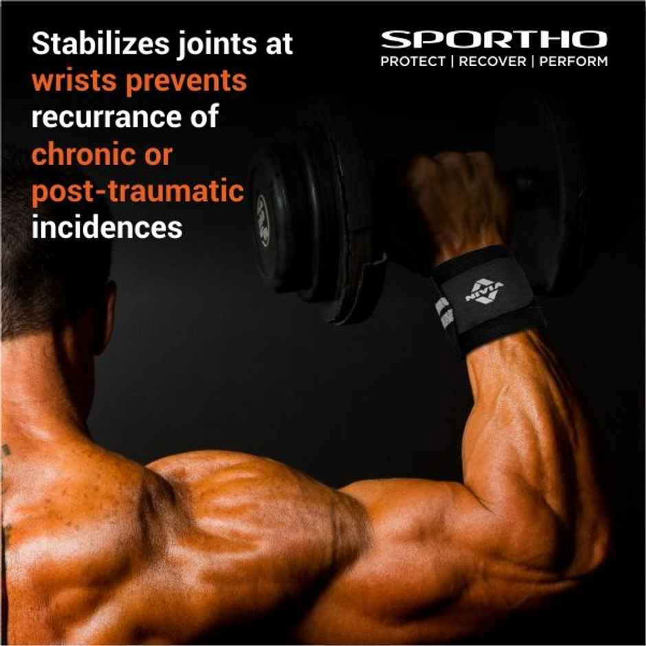 Nivia Strap Weight Lifting Wrist Support | Black - Grey