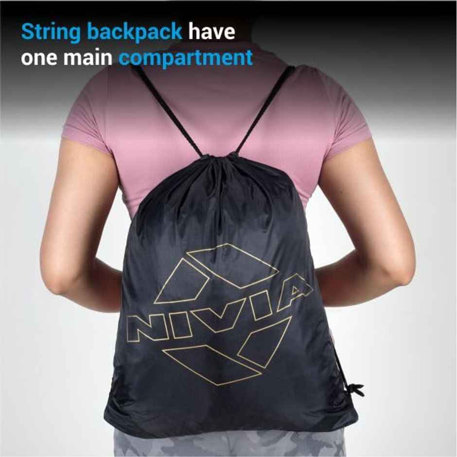 Nivia String 20 Drawstring Backpack | Black & Grey | 5 L