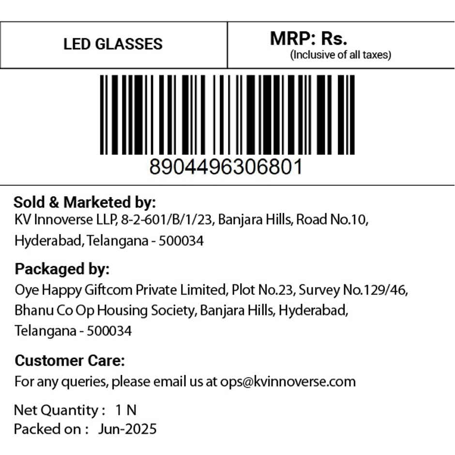 LED Party Glasses Rechargeable | Birthday Celebration Party Accessories | Propcon