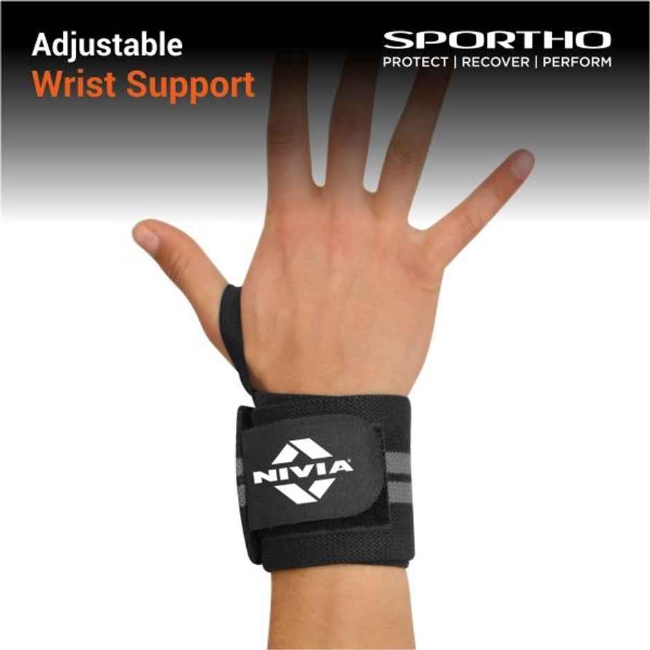 Nivia Strap Weight Lifting Wrist Support | Black - Grey