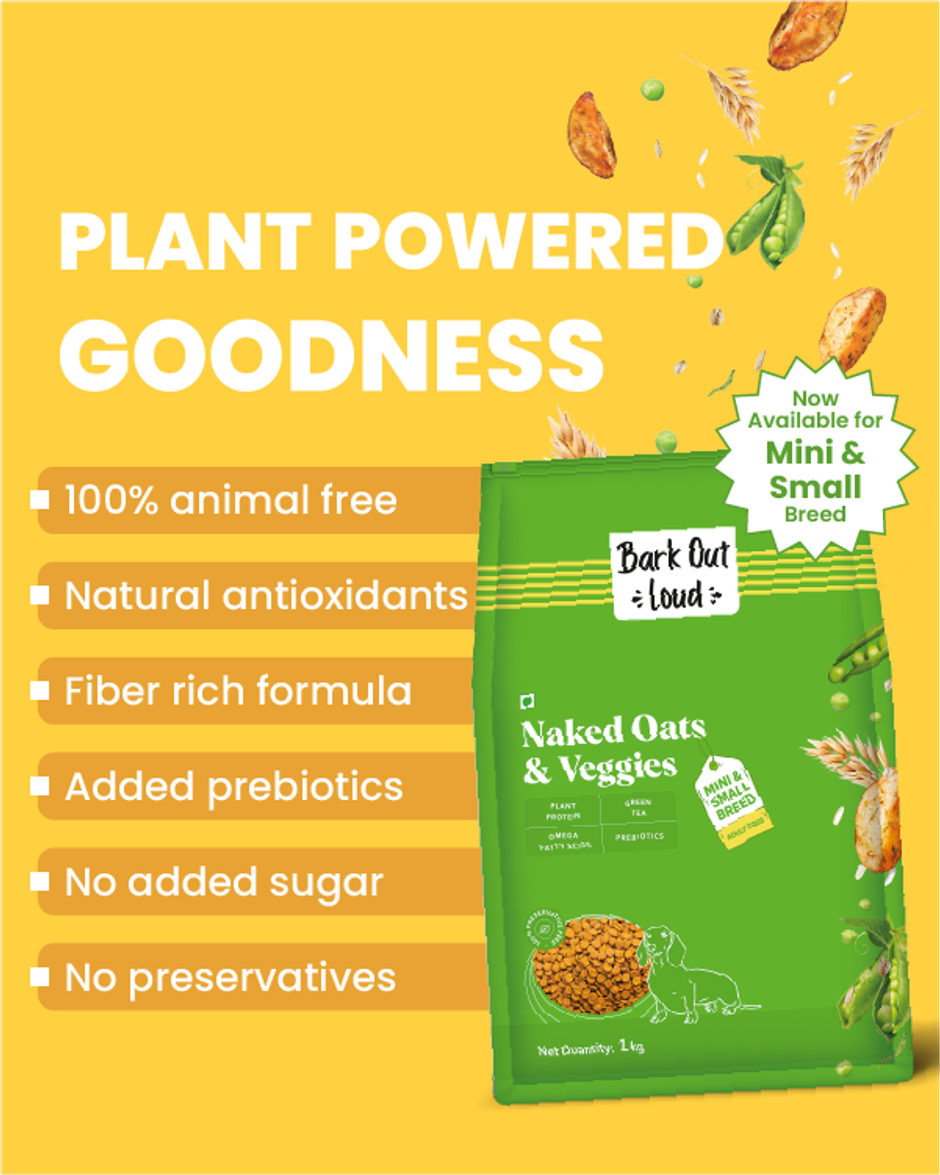 Bark Out Loud 100% Veg Dog Food Naked Oats & Veggies | Vegan | Mini Small Breed