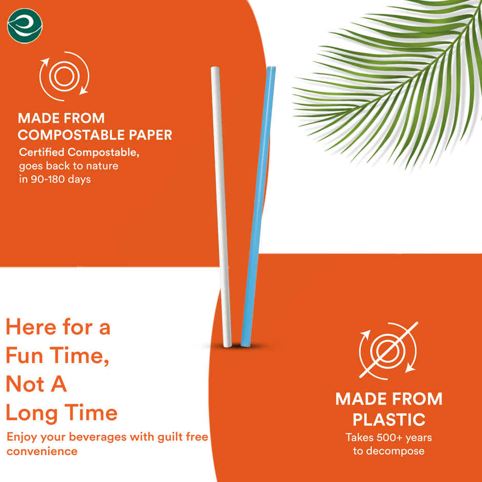 Eco Soul 6mm White | 50 Count | Paper Straw