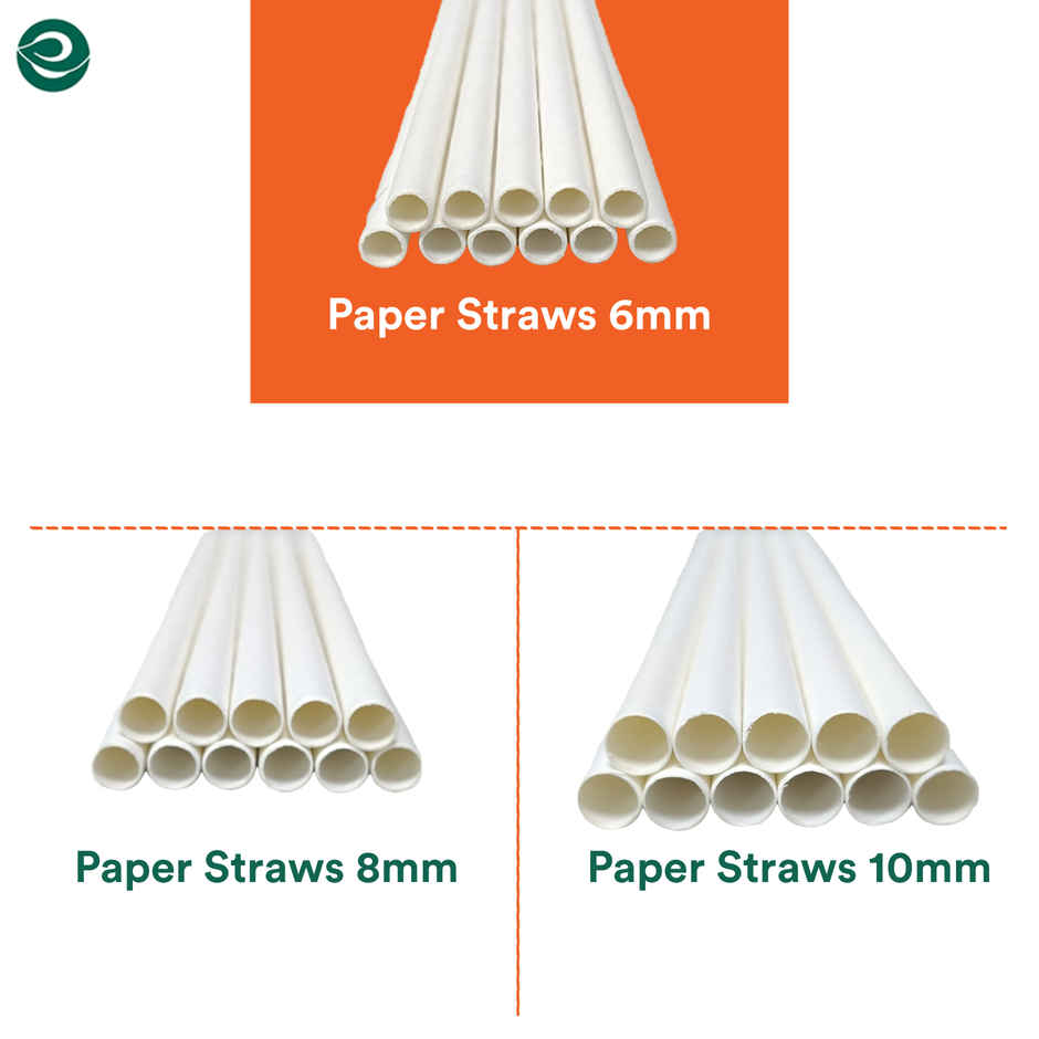 Eco Soul 6mm White | 50 Count | Paper Straw