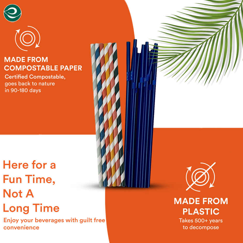 ECO SOUL 6mm Multi-Colour | 50 Count | Paper Straw