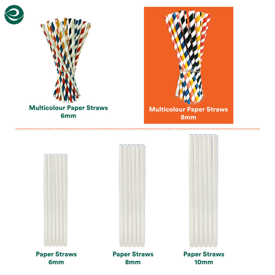 Eco Soul 8mm Multi-Colour | 50 Count | Paper Straw