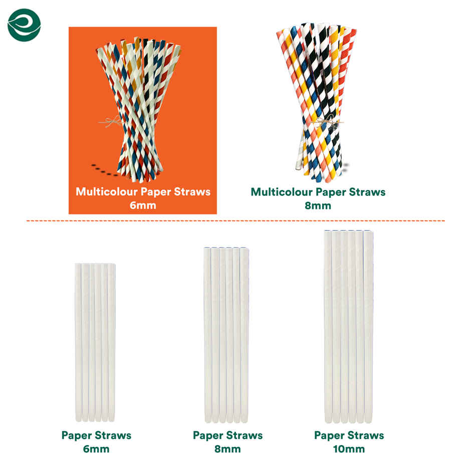ECO SOUL 6mm Multi-Colour | 50 Count | Paper Straw