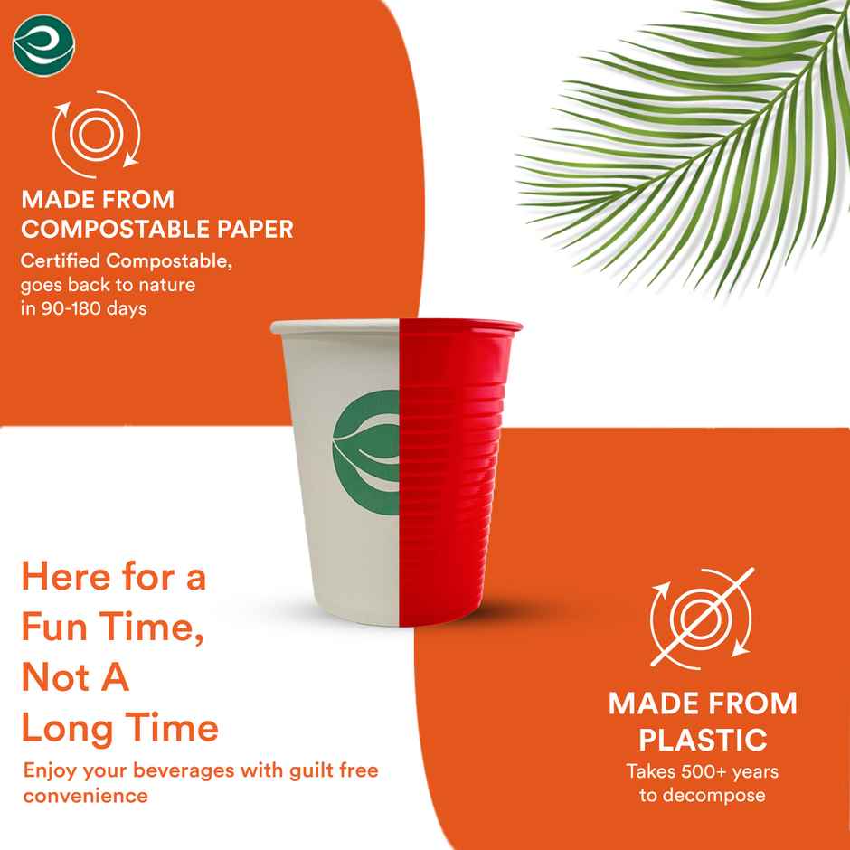 ECO SOUL 250 ml | 25 Count | Disposable Cup/Glass Combo