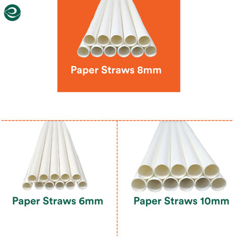 ECO SOUL 8mm White | 50 Count | Paper Straw