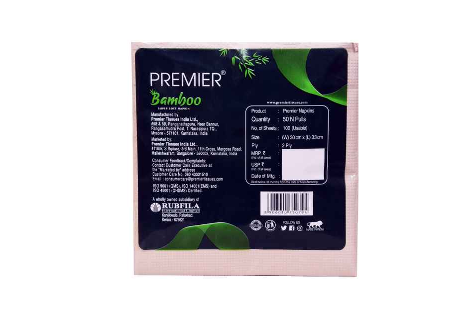Premier Bamboo Super Soft Napkin 2 Ply 50 Pulls