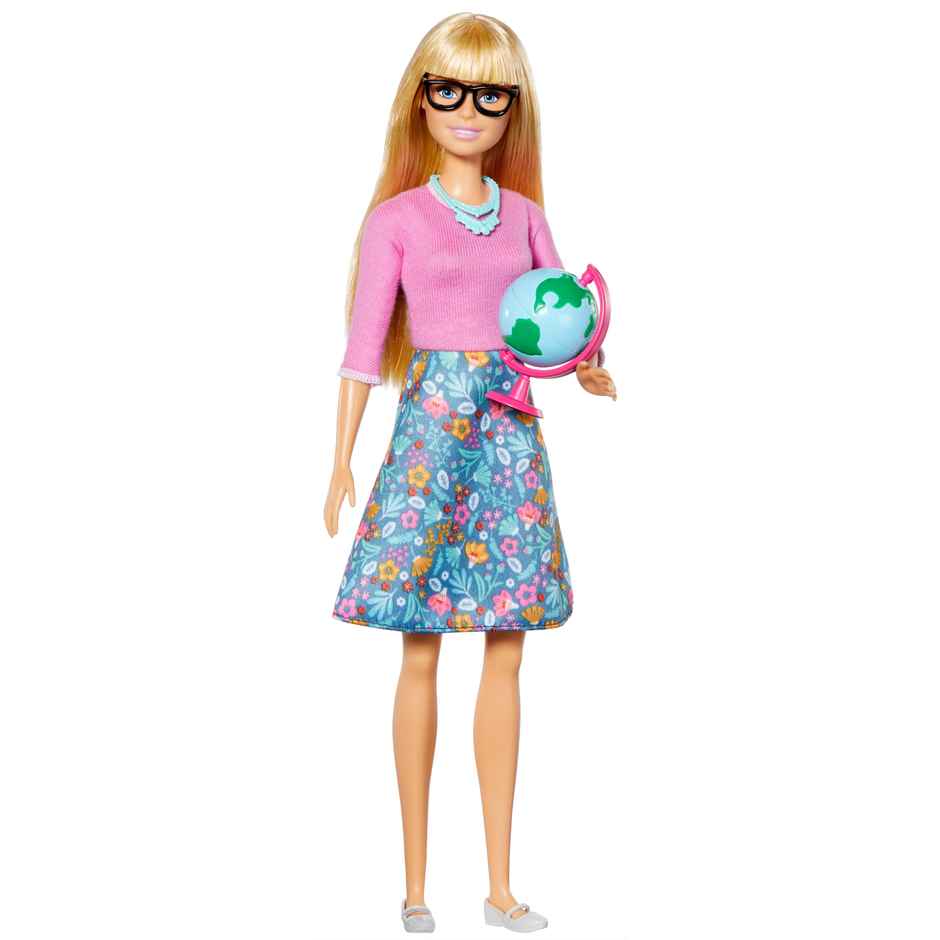 Barbie Teacher Doll - Blonde| With 10 Teaching Accessories| Including Spinning Globe| Laptop