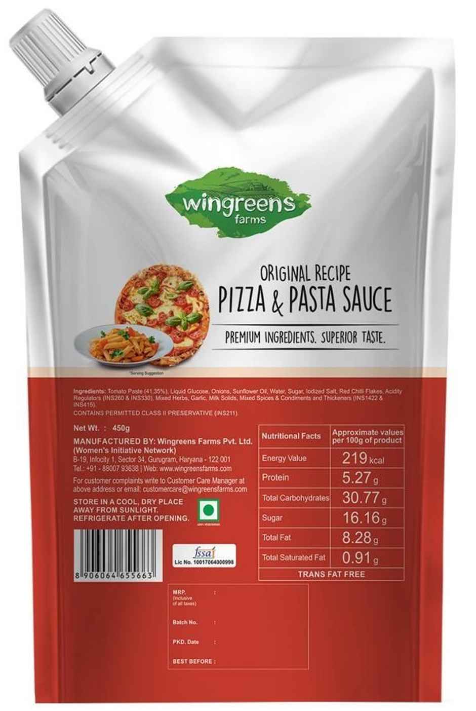Wingreens Farms Pizza 'N' Pasta Sauce