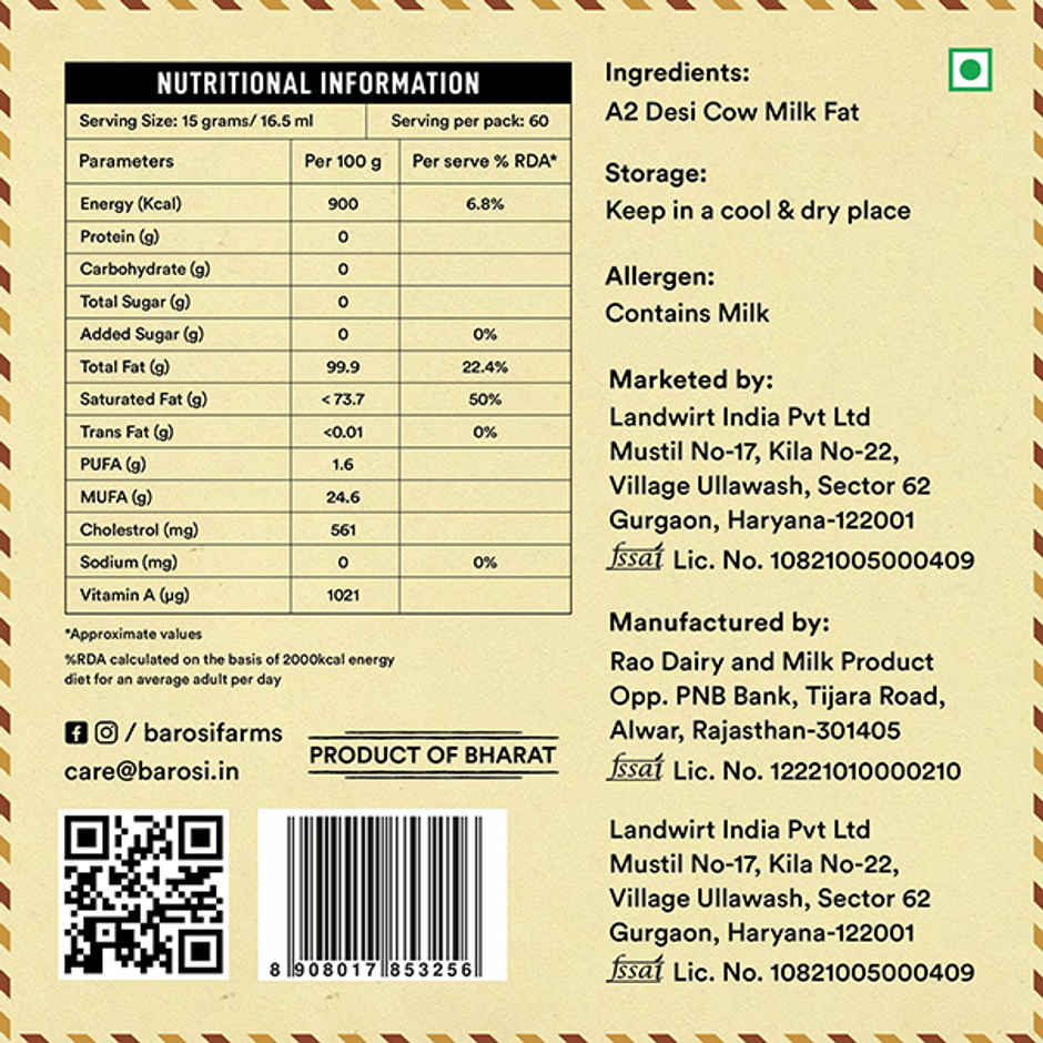 Barosi A2 Desi Cow Ghee