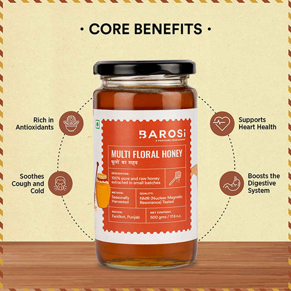 Barosi Multi Floral Honey Glass Jar