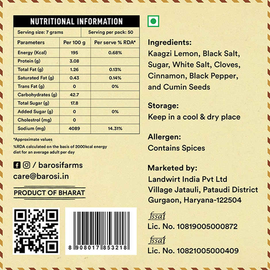 Barosi Lemon Pickle Glass Jar