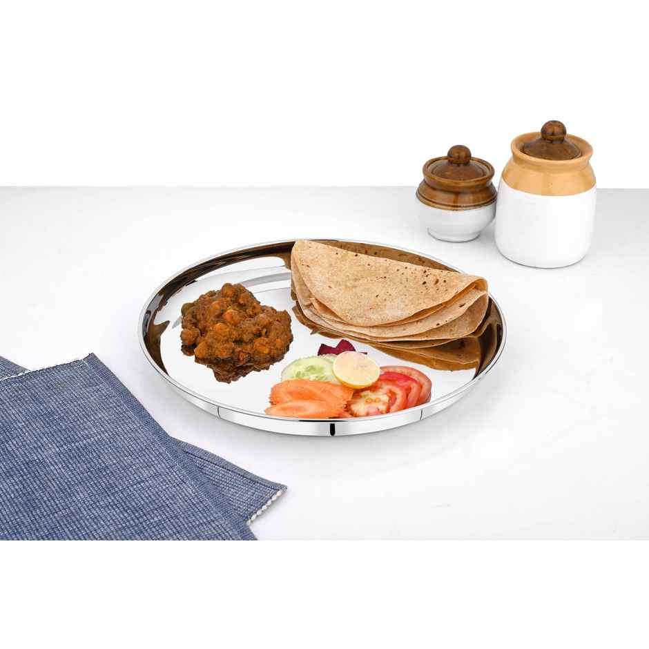 Steelera Stainless Steel Thali / Dinner Plate | Food Safe | 29 cm