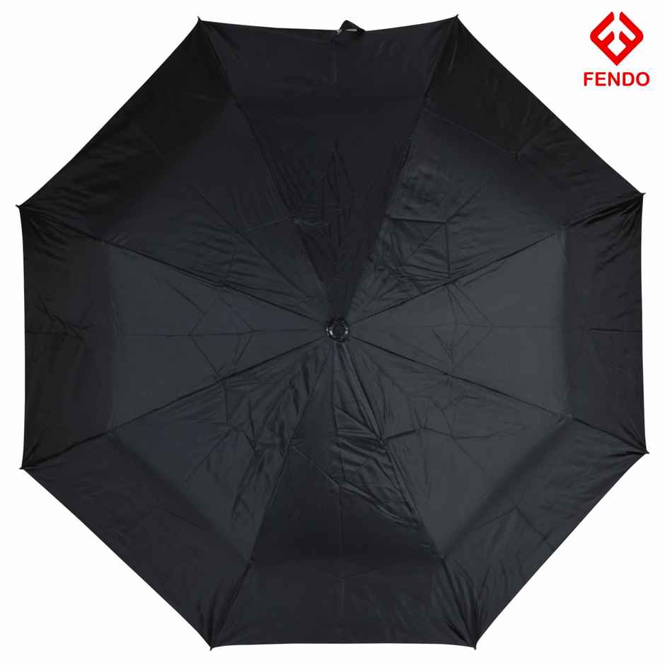 Fendo 3 Fold Auto Open 21.5 Inch Sun & Rainproof Regular Umbrella For Men & Women | Black & Silver
