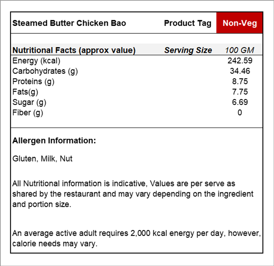 Butter Chicken Steamed Bao