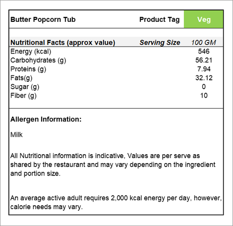 Butter Popcorn Tub