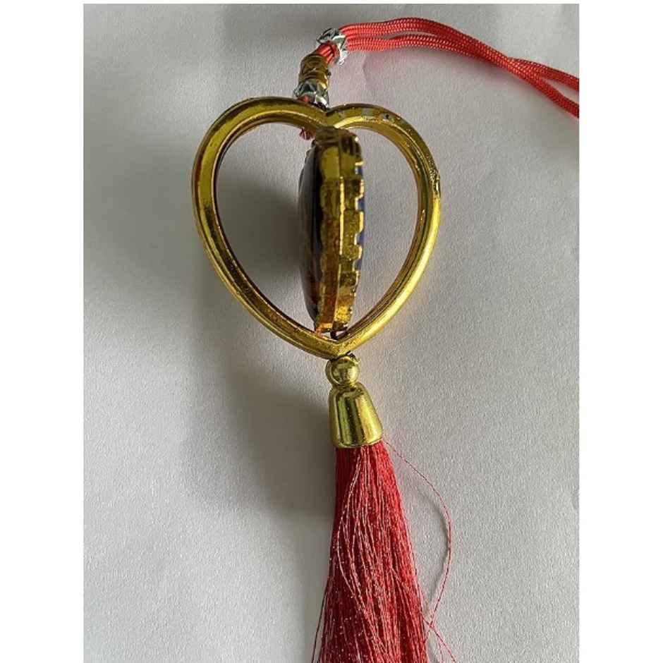 Lord Ganesh Rotational Dual Side Heart Decor Hanging Red Tassel | Tiyutrendzz | Ganesh Chaturthi Specials