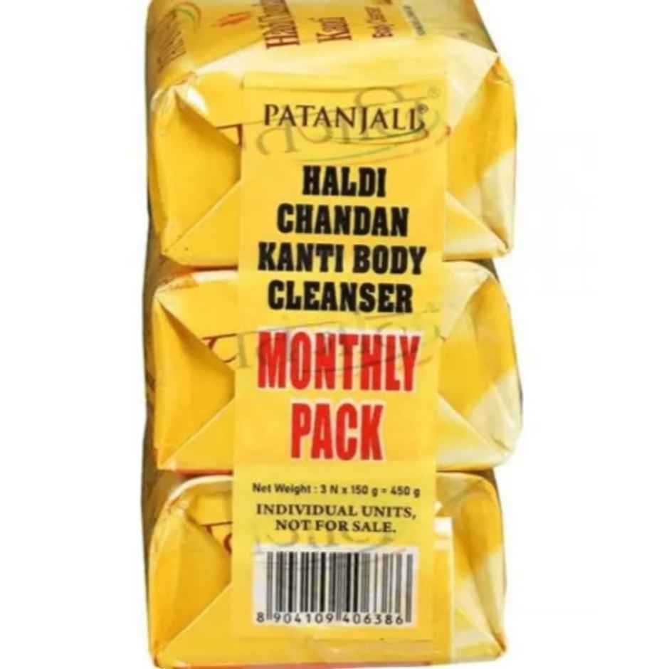 Patanjali Ayurveda Haldi Chandan Kanti Body Cleanser (3X1) 150gm Soap