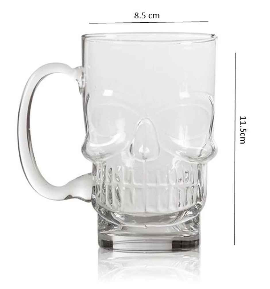 Roxx Skull Mug | 500 ml | Unique Graphic Design | Durable Glass | Perfect for Themed Parties