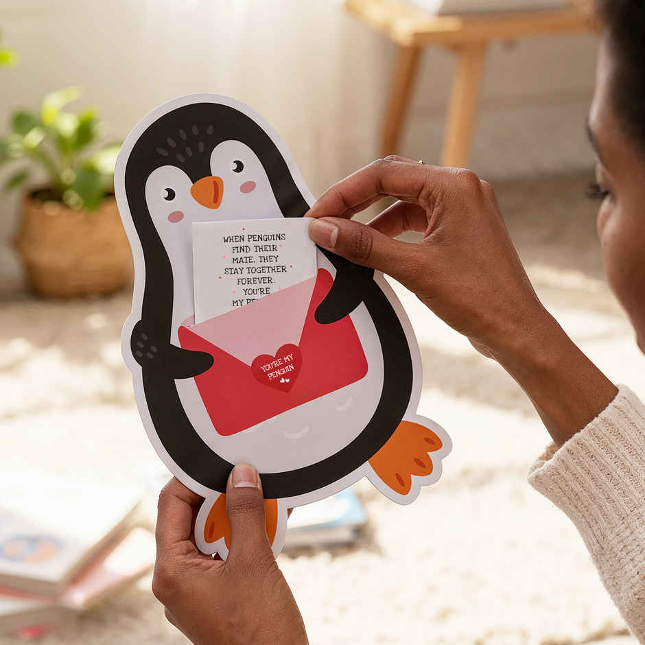 Cute Penguin Love Greeting Card with Secret Message | Oye Happy