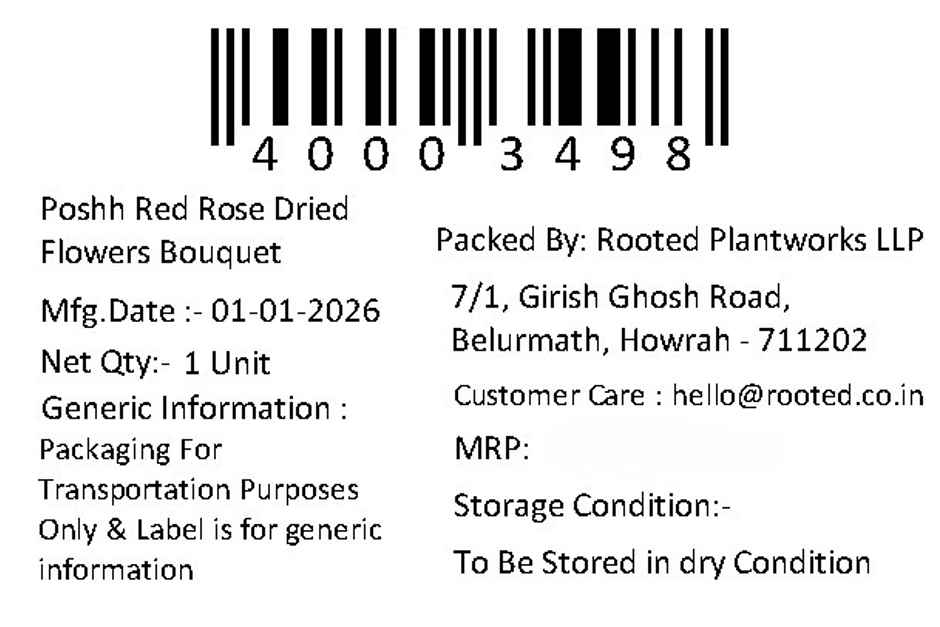 Red Rose Love Dried Flowers Bouquet | Ideal for Gifting | Poshh