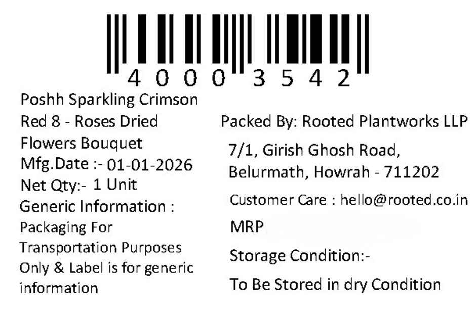 Crimson Red Rose Love Dried Flowers Bouquet | Ideal for Gifting | Poshh