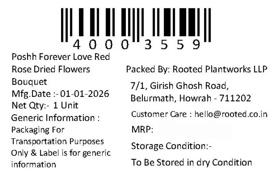 Forever Love Red Rose Dried Flower Bouquet | Ideal for Gifting | Poshh