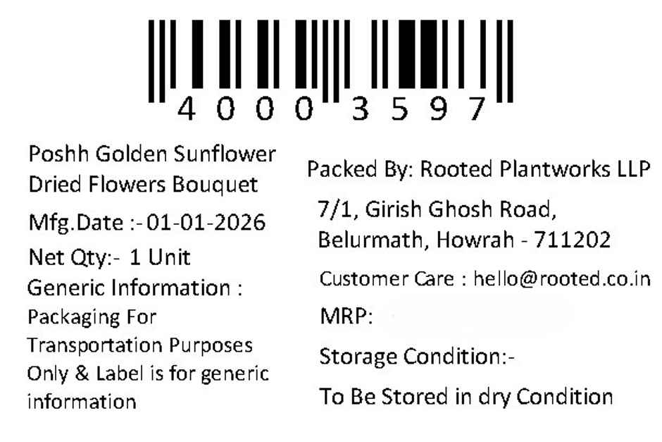 Golden Sunflower Love Dried Flowers Bouquet | Ideal for Gifting | Poshh