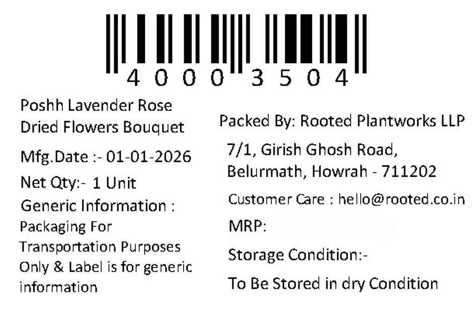 Lavender Rose Love Dried Flowers Bouquet | Ideal for Gifting | Poshh