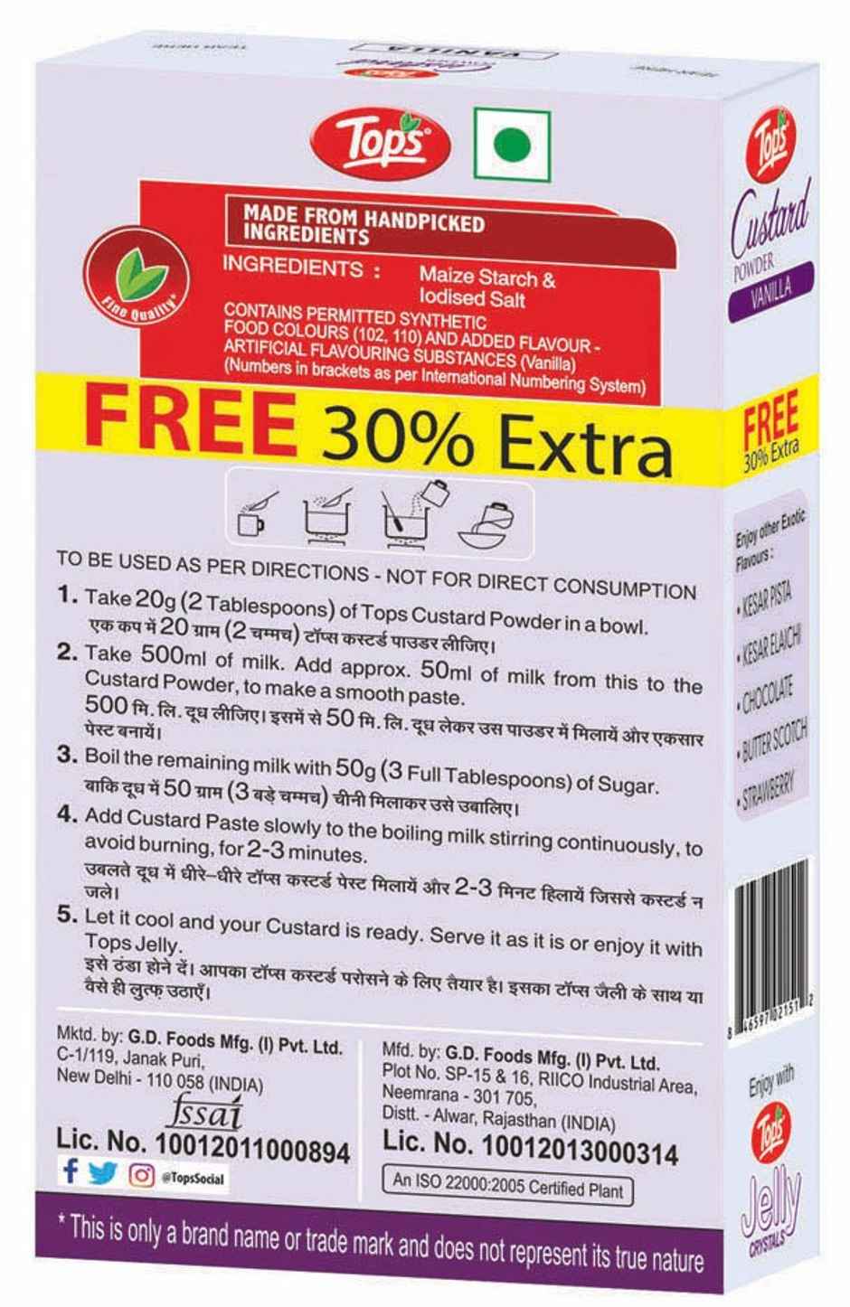 Tops Custard Vanila 